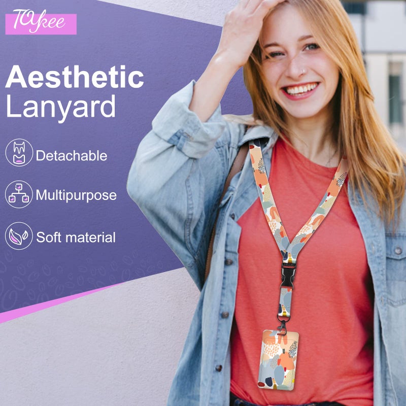 حامل شارة معرف Toykee مع حبل ومشبك بكرة شارة قابل للسحب، مشبك بوهو الفن التجريدي لبطاقة الاسم، حبل عمودي لحماية الهوية، مشابك للحقيبة للممرضات، التمريض، الطبيب، المعلم، الطالب - Image 2